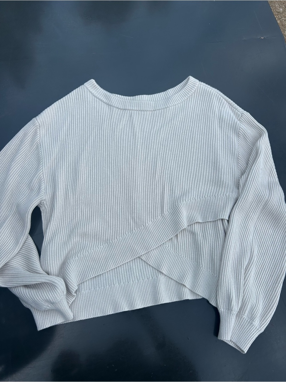 Lululemon Women's Cream Ribbed Crossover Sweater Top